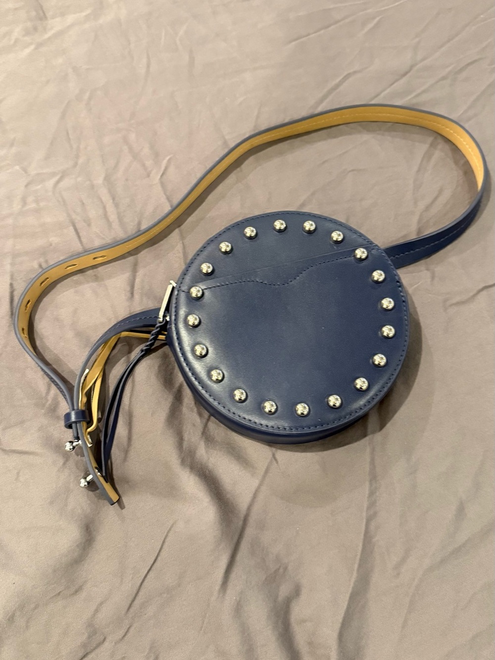 Rebecca Minkoff Round Navy Leather Crossbody Bag with Stud Accents